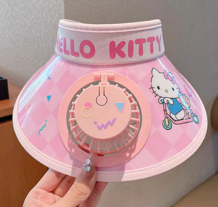 hello kitty Sun Hat for Little Girls with Fan for Summer Outdoor UV Protection