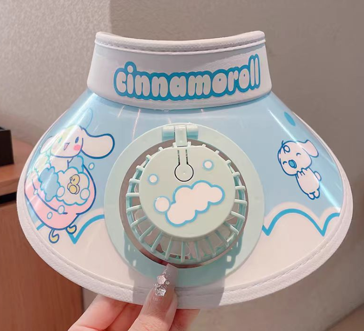 cinamonroll Sun Hat for Little Girls with Fan for Summer Outdoor UV Protection